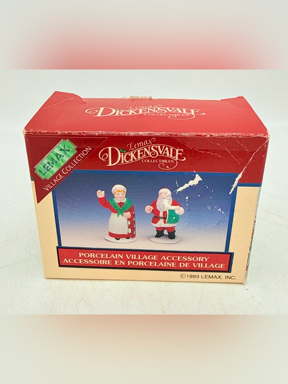 Lemax Dickensvale Porcelain Santa and Mrs. Claus - Red, Green, White